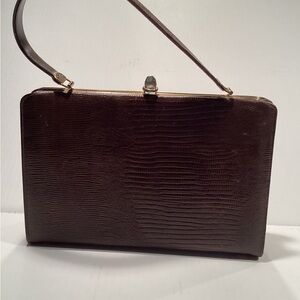 Vintage Mar-Shel Handbag Brown Leather Textured Gold Toned Hardware ClaspVintage